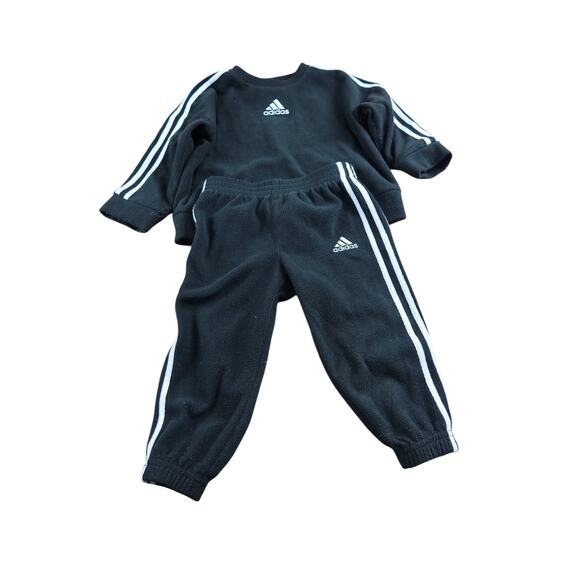 Adidas Regular Fit Toddler Black White Fleece Set 18M - Picture 1 of 8